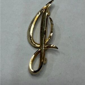 Vintage Mamselle Cursive Initial J Brooch Pin